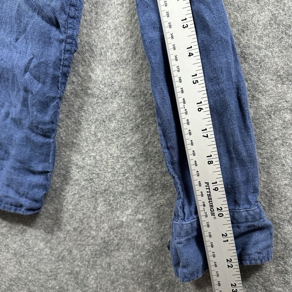 Uniqlo Shirt‎ Mens Large 100% Linen Blue Button Up Long Sleeve Runs Small? - Picture 8 of 9